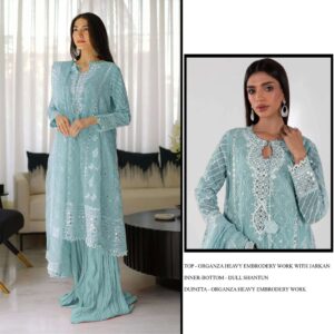 Organza Embroidery Work Semi-Stitched Suit