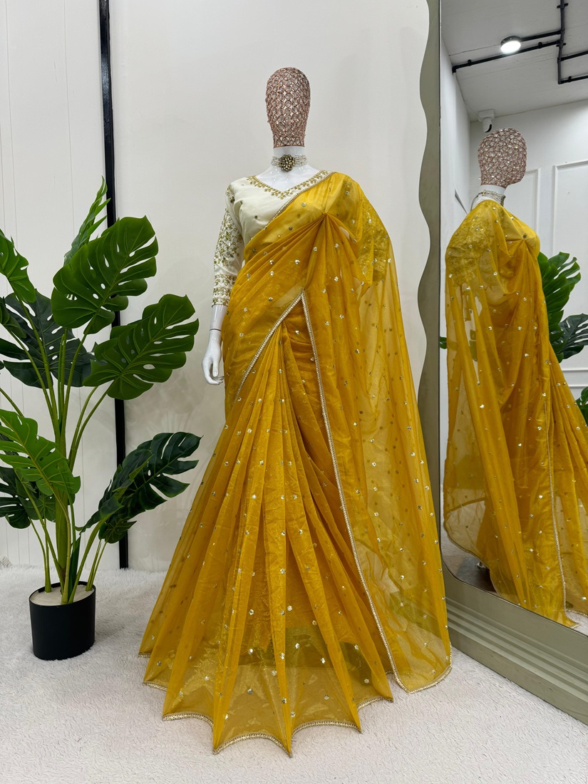 Designer Saree with Heavy Twill Net Fabric