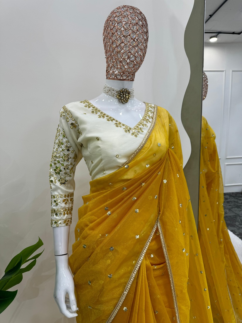 Designer Saree with Heavy Twill Net Fabric