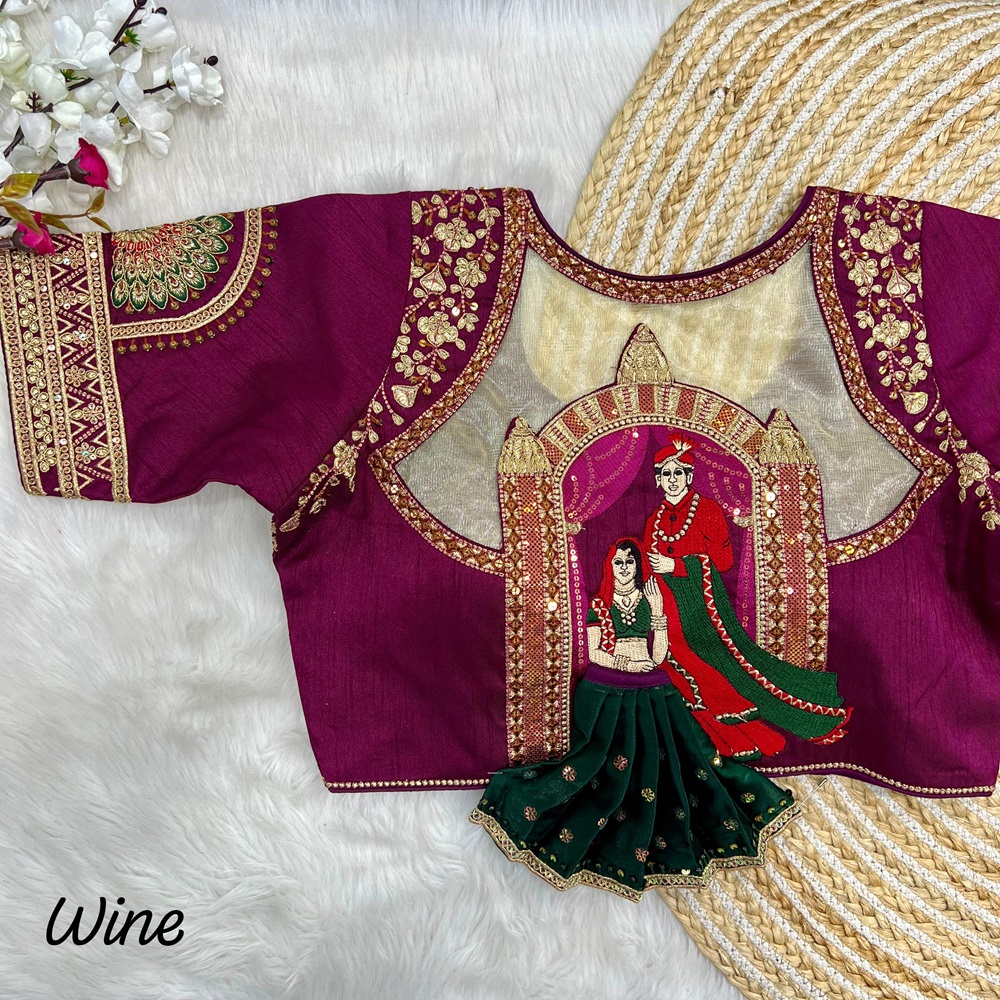 Heavy Embroidery Bridal Blouse with 3D Barbie Work