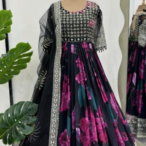 Artistic Digital Print Gown