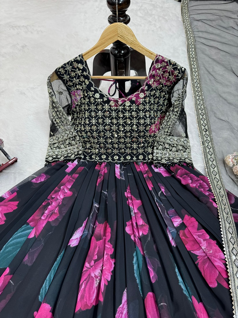 Artistic Digital Print Gown