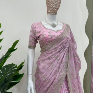 Designer Chinon Silk Saree