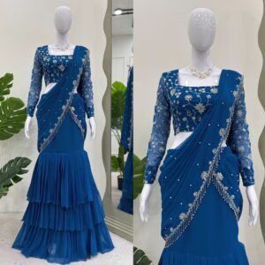 Designer Ready to Wear Lehenga Saree with Sequins Elegance