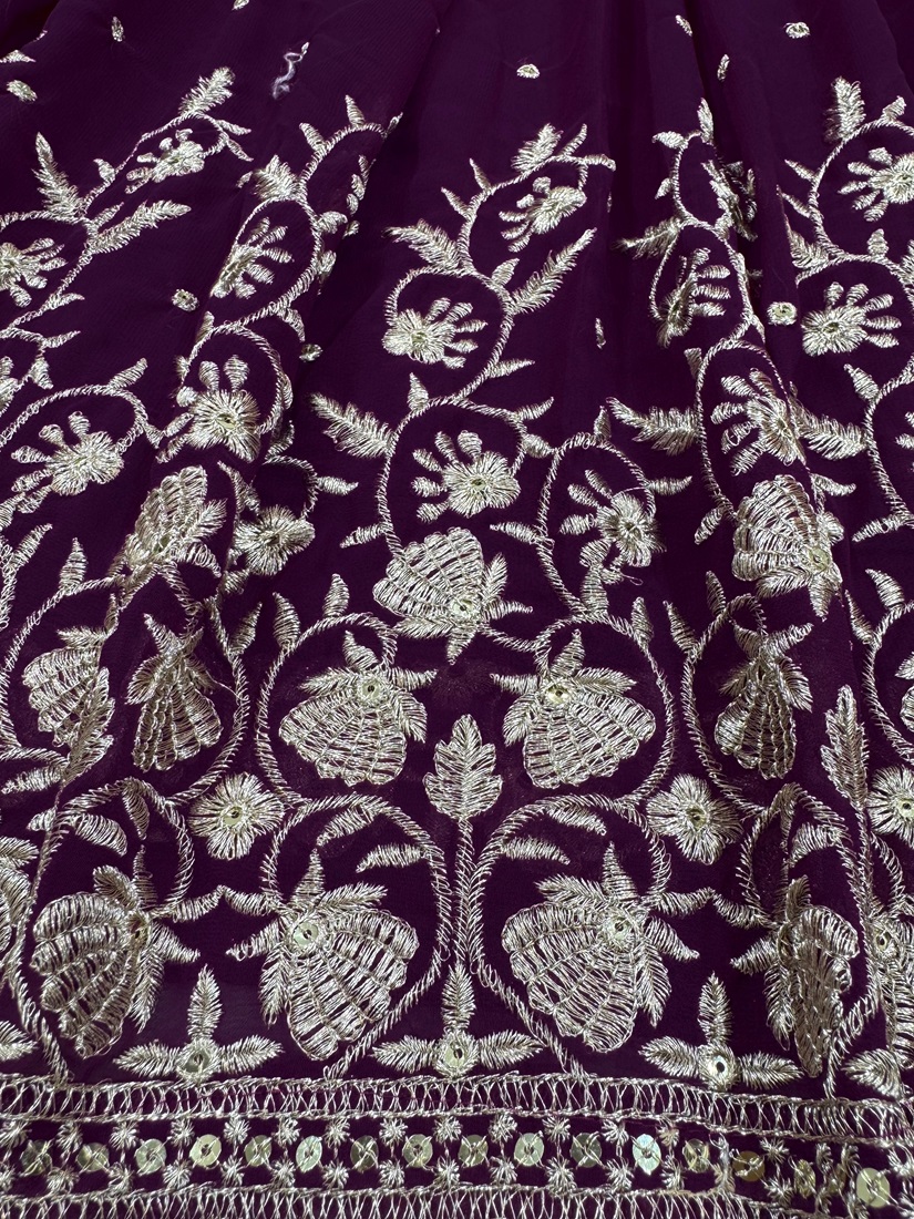 Faux Georgette Long Gown and Palazzo Set