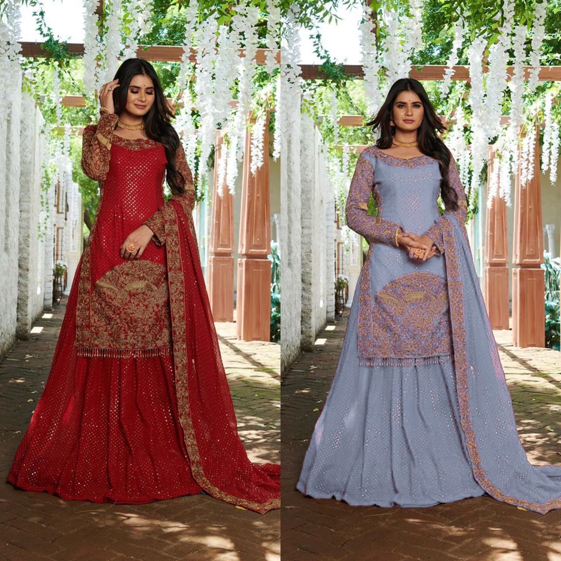 Embroidered Lehenga with Designer Long Top