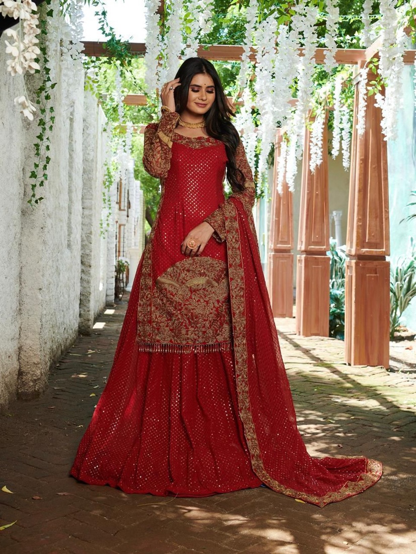 Embroidered Lehenga with Designer Long Top
