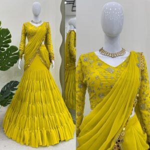 Ready-to-Wear Faux Georgette Lehenga Saree : A Radiant Elegance