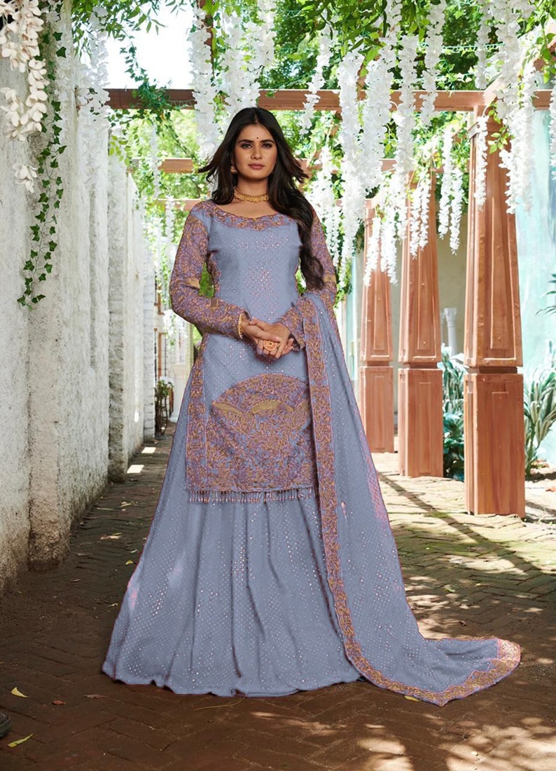 Embroidered Lehenga with Designer Long Top