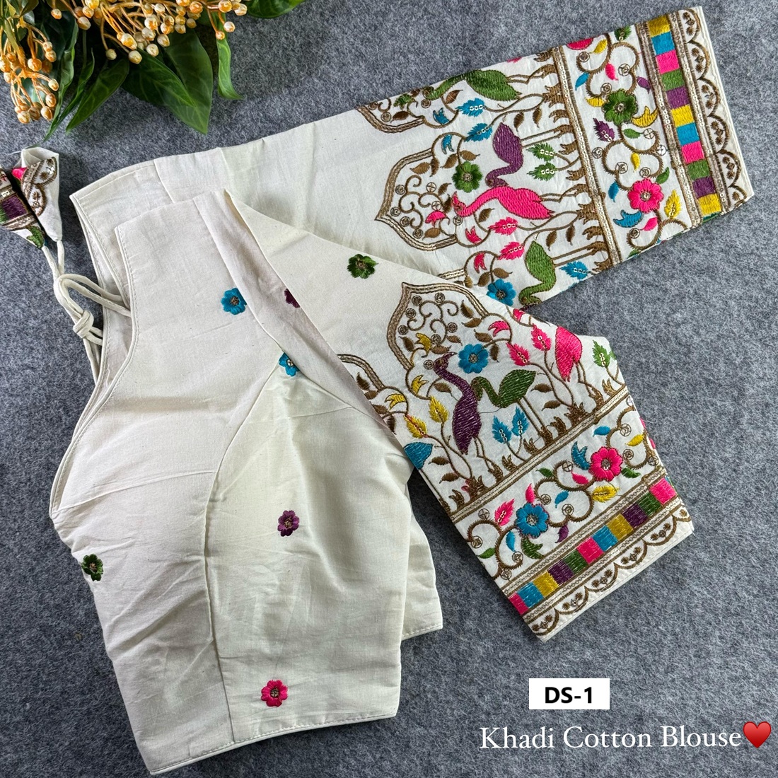Khadi Cotton Chain Stitch Embroidery Blouse