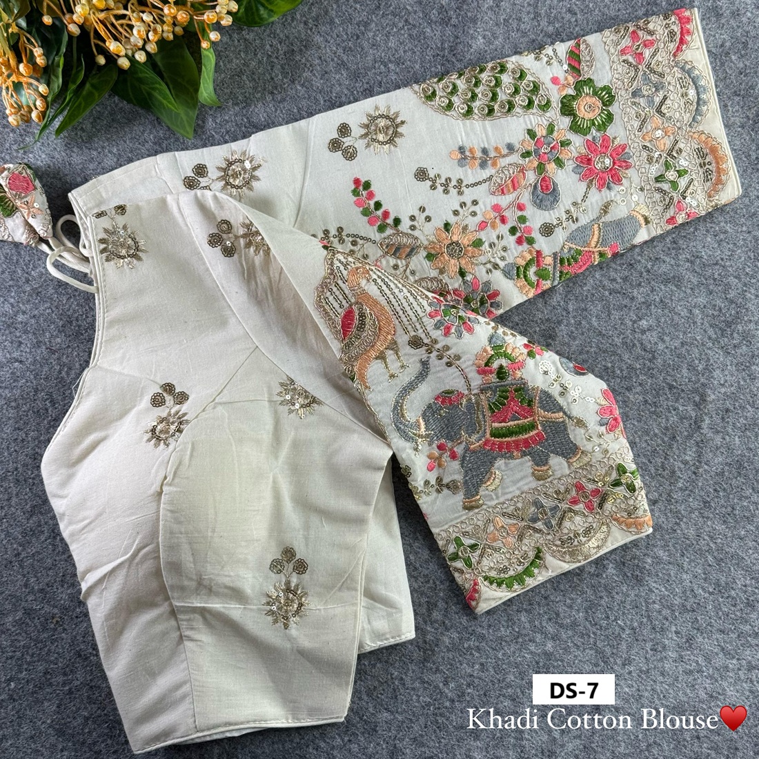 Khadi Cotton Chain Stitch Embroidery Blouse