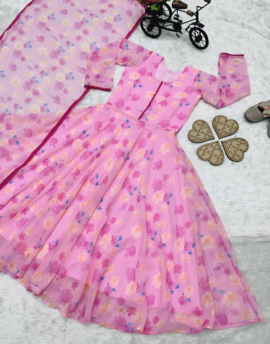 Faux Georgette Gown Set