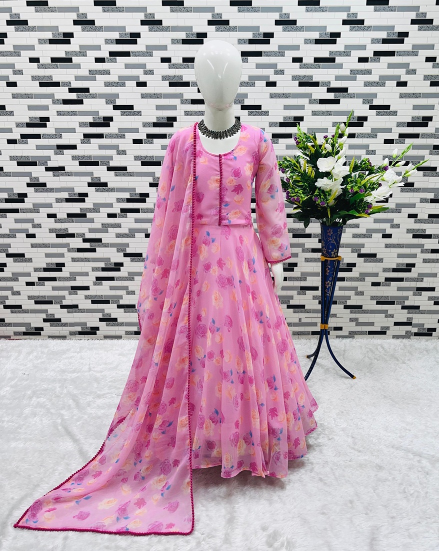 Faux Georgette Gown Set