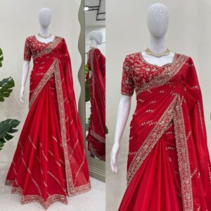 Chinnon Silk Saree with Delicate Embellishments: A Truly Timeless Piece