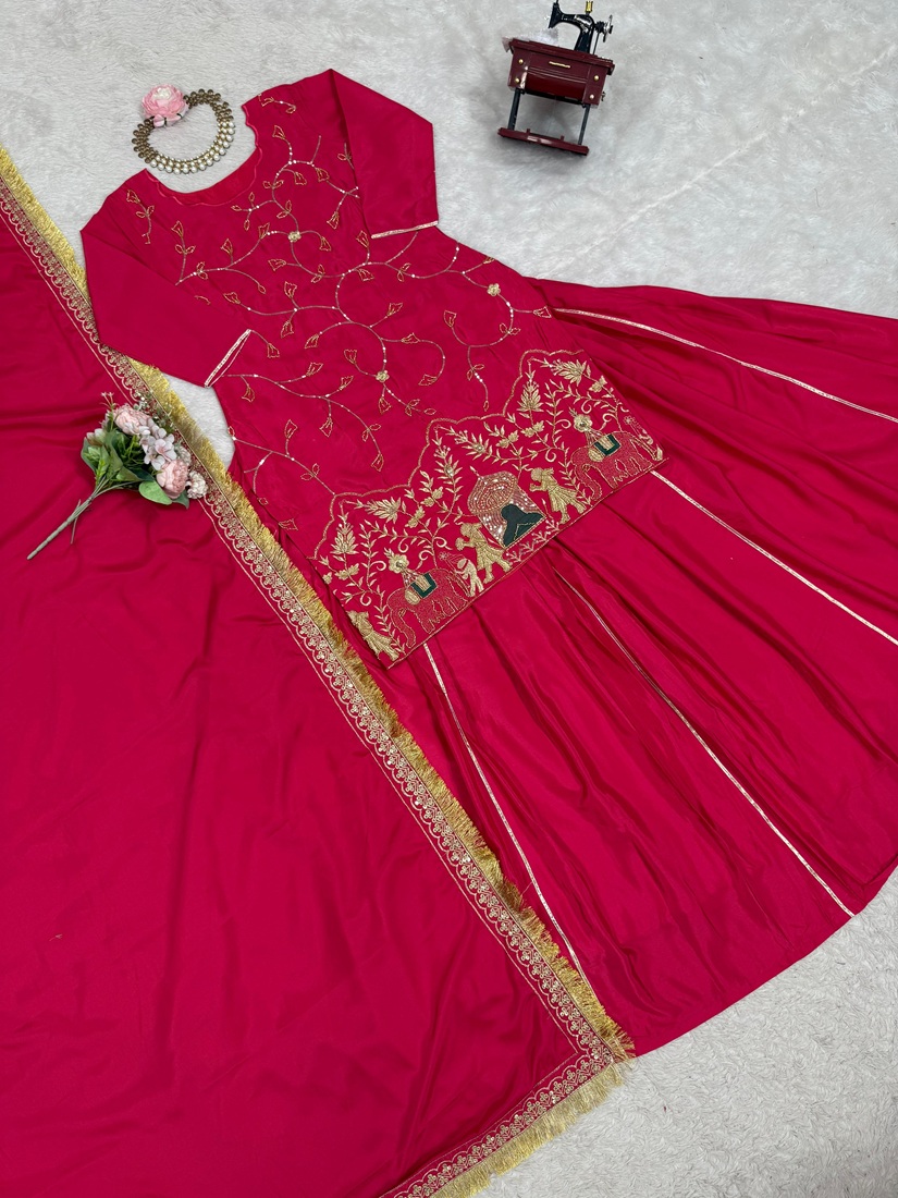 Natural Crepe Silk Top with Lehenga