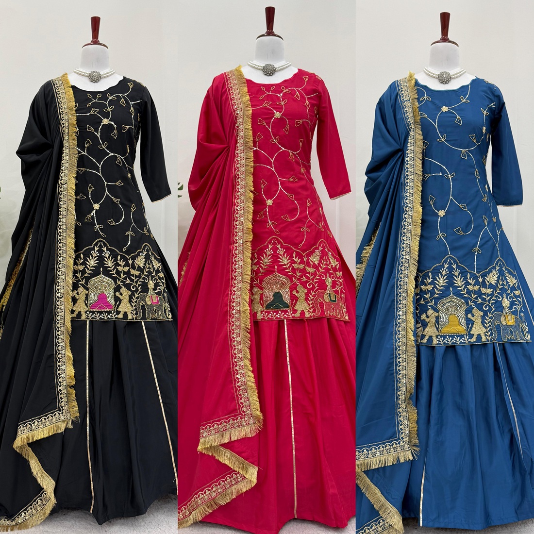 Natural Crepe Silk Top with Lehenga