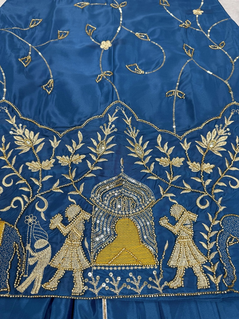 Natural Crepe Silk Top with Lehenga